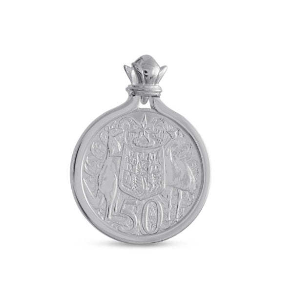 Australian 1966 Round Silver Fifty Cent Coin Pendant