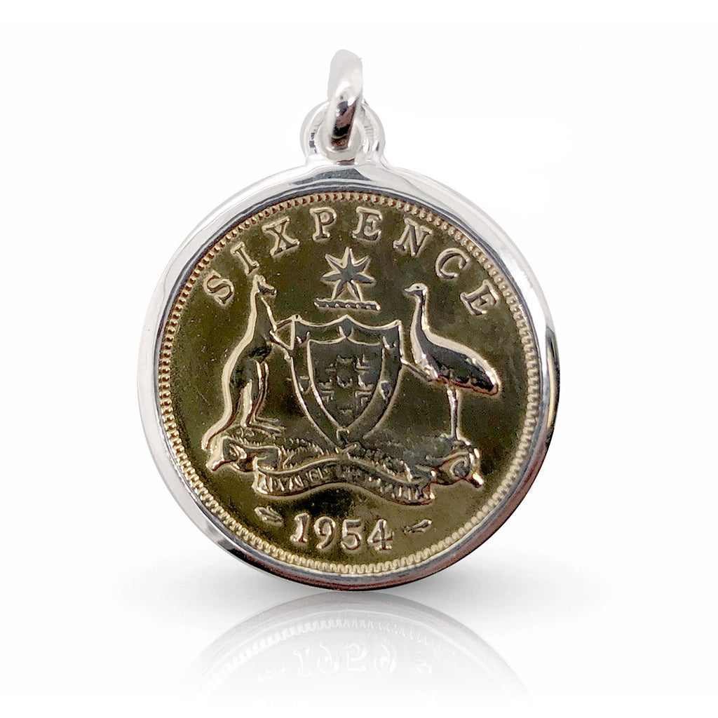 Australian Sixpence Gold plated Coin Pendant