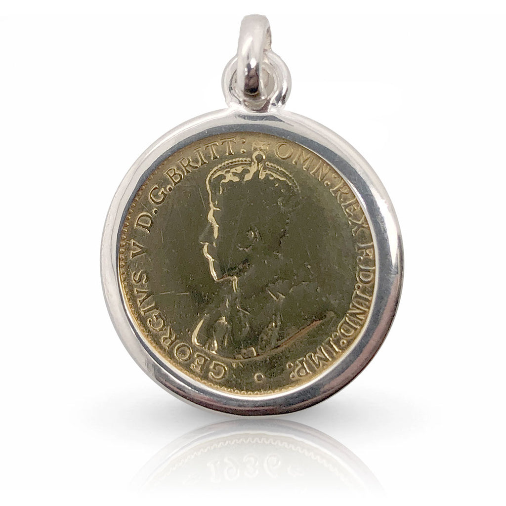 Australian Shield Gold Threepence Coin Silver Pendant