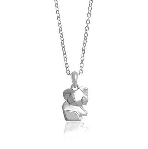 Koala Origami Rhodium Enhanced Sterling Silver Necklace 40-45cm