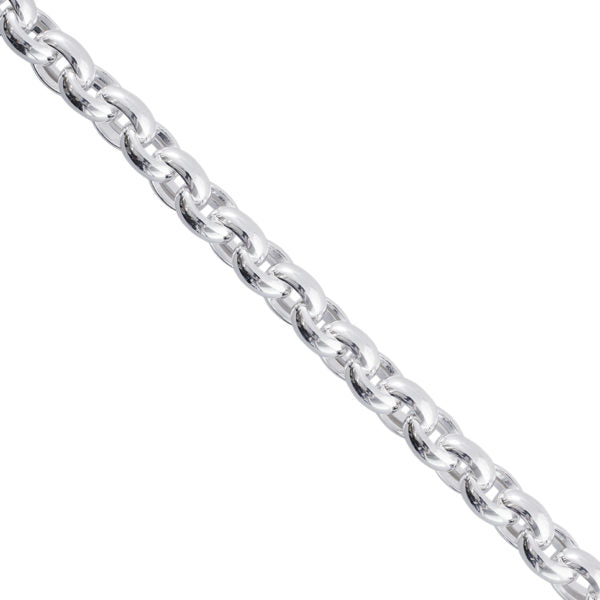 Italian Sterling Silver 11.5mm Hollow Oval Chain Bracelet