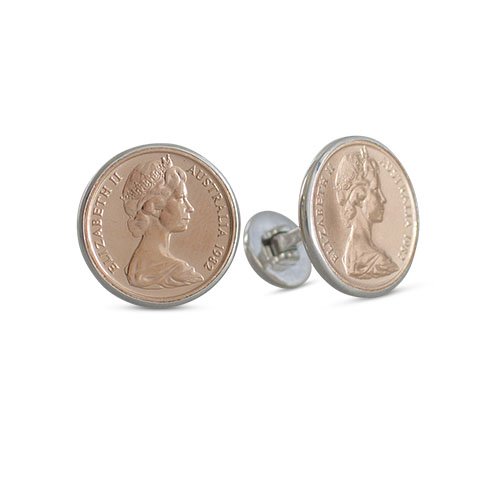 Australian Rose Gold & Silver One Cent Coin Cuff Links