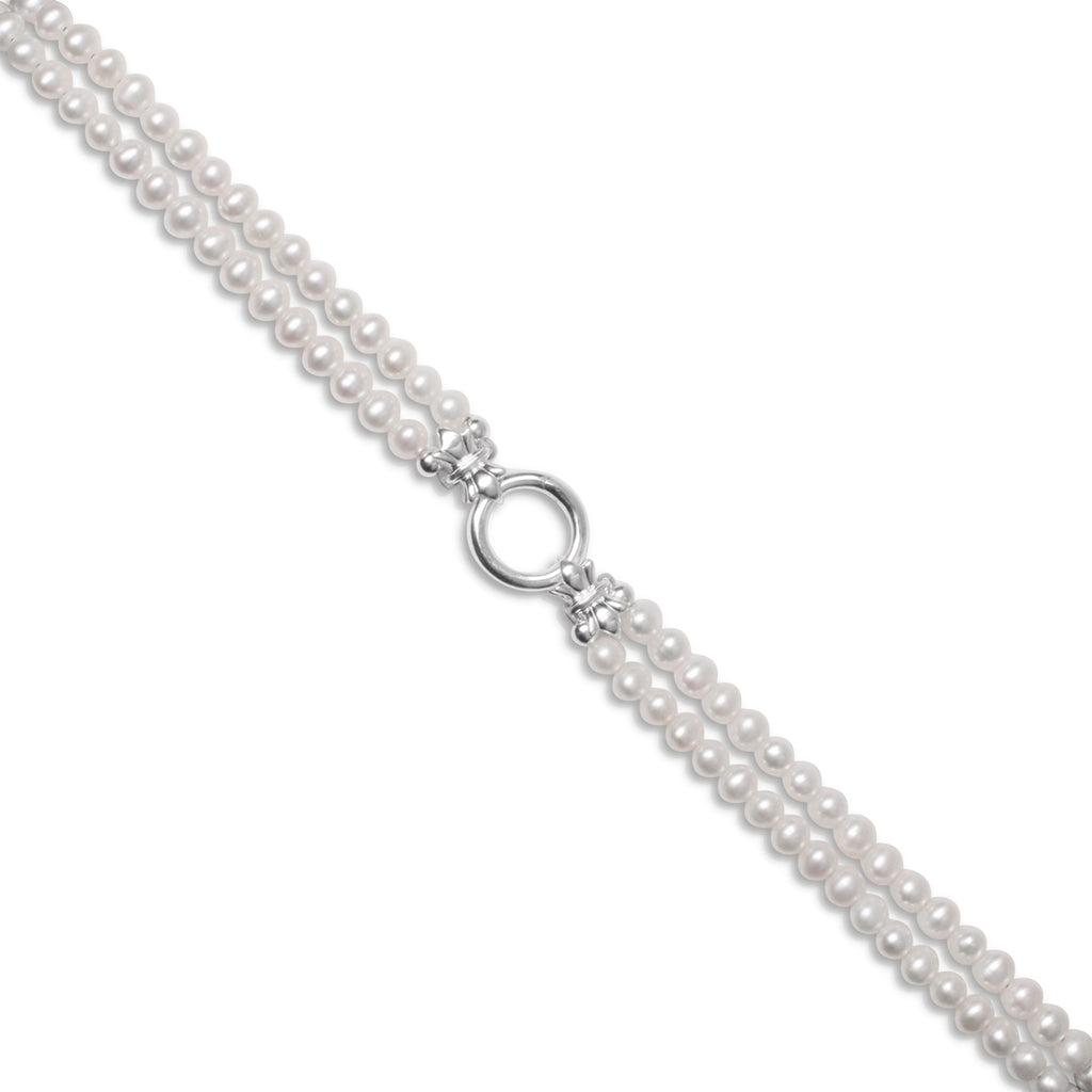 49cm 2 Strand Petite 'Ivory' Freshwater Pearl & Sterling Silver Necklace