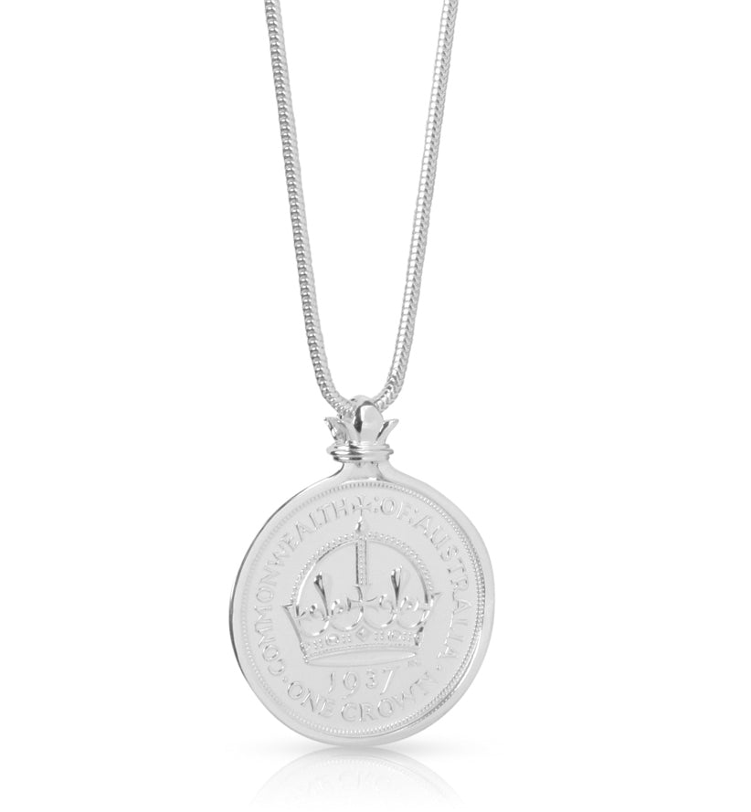 1937 Australian Crown Coin Silver Pendant