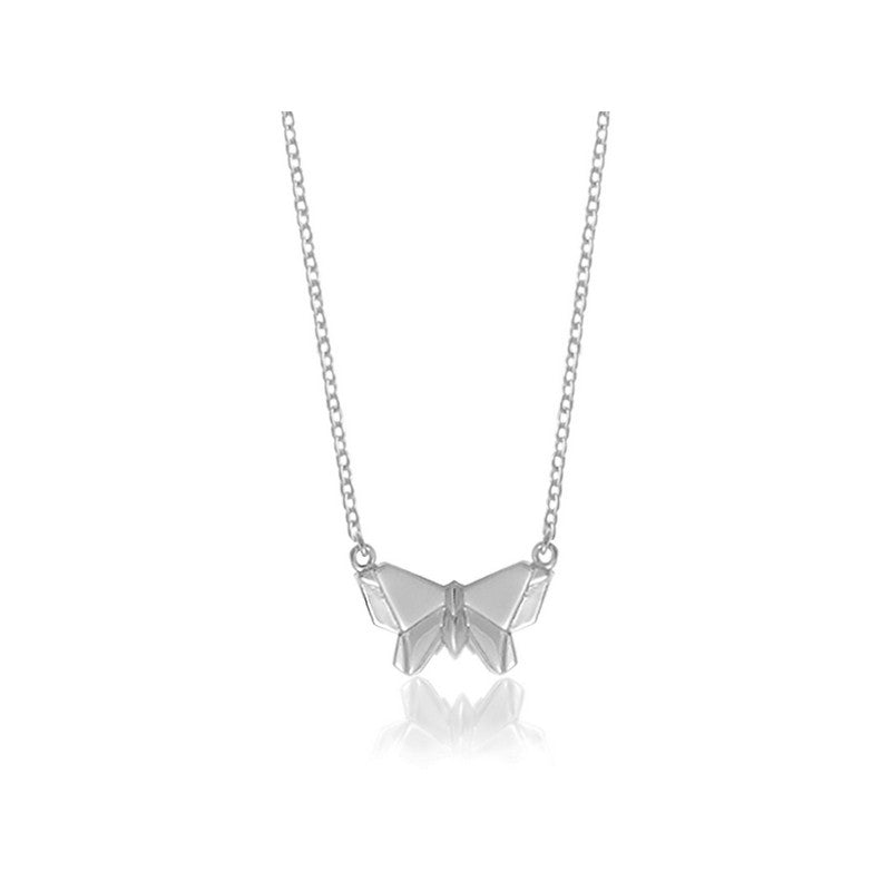 Butterfly Origami Rhodium Enhanced Sterling Silver Necklace 40-45cm