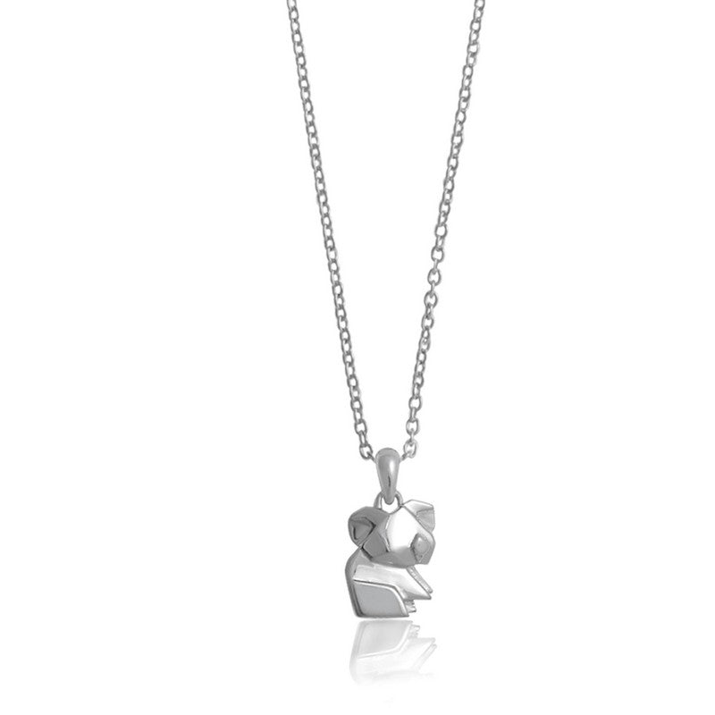 Koala Origami Rhodium Enhanced Sterling Silver Necklace 40-45cm