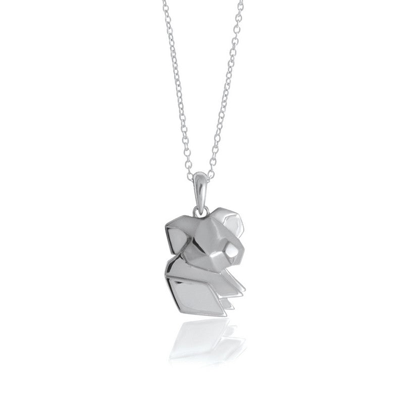 Koala Origami Rhodium Enhanced Sterling Silver Necklace 70-80cm