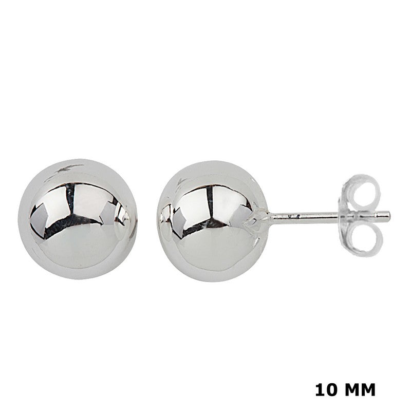 High Polished Sterling Silver Ball Stud Earrings