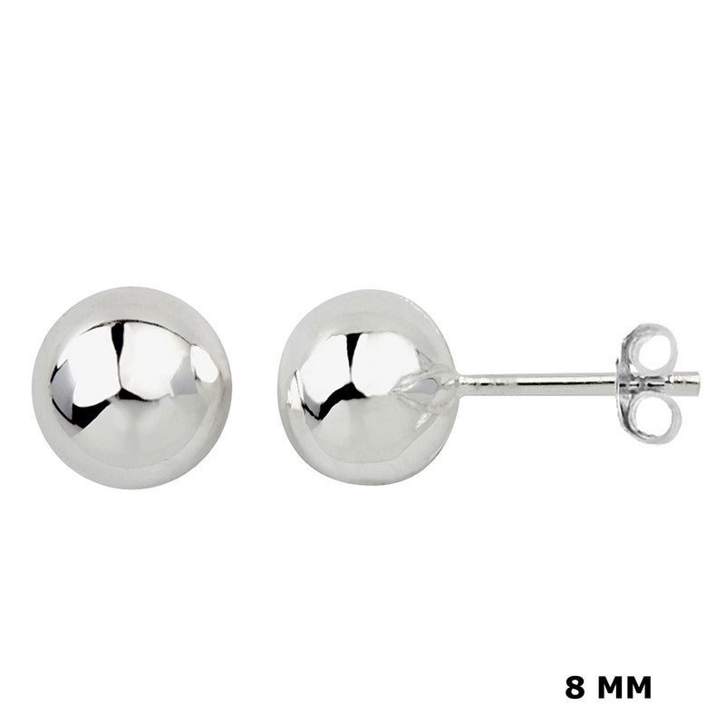 High Polished Sterling Silver Ball Stud Earrings