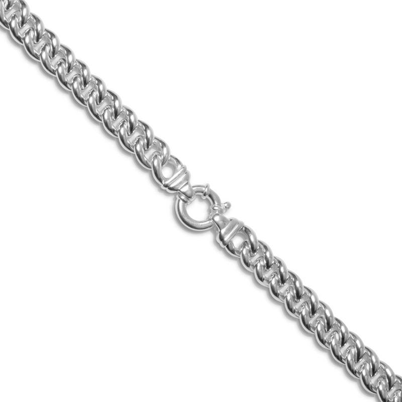 Italian Sterling Silver 12mm Hollow Curb Chain Necklace Cotton