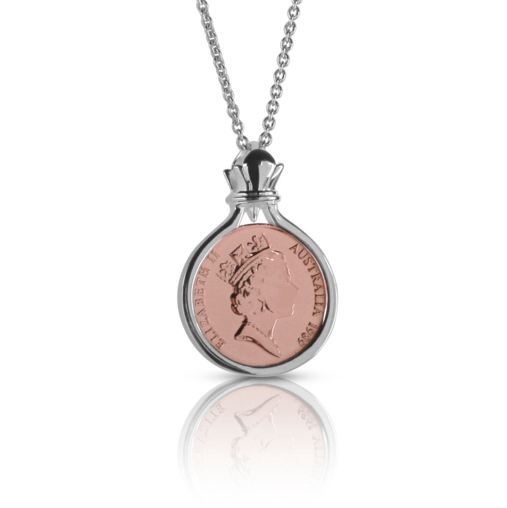 Australian Rose Gold & Silver One Cent Coin Pendant