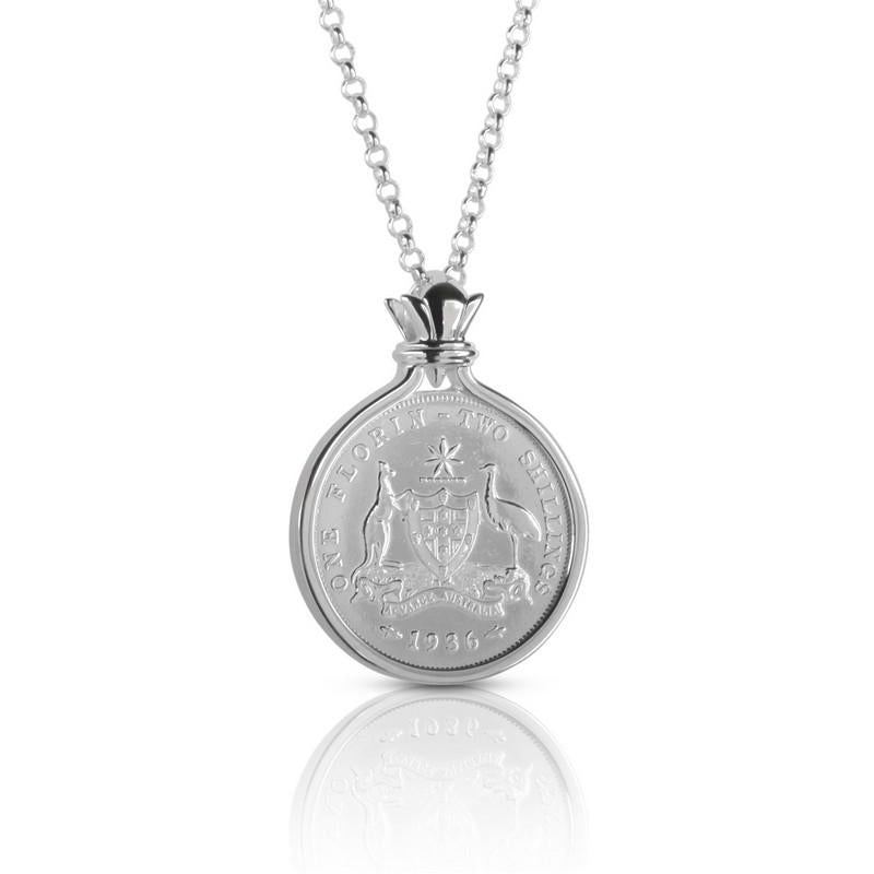 Australian Coat of Arms Florin Coin Silver Pendant