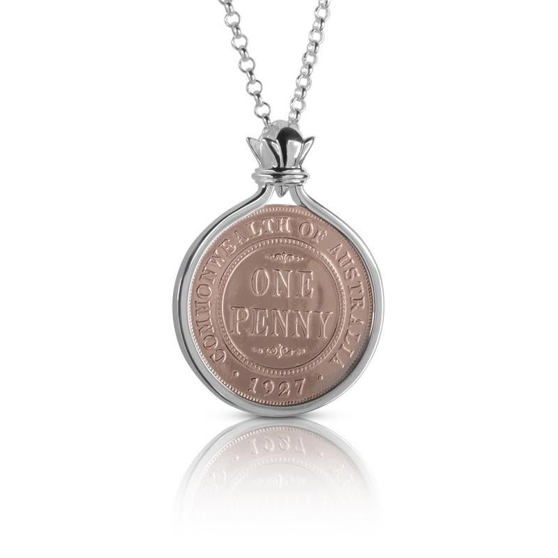 Australian Rose Gold & Silver One Penny Coin Pendant