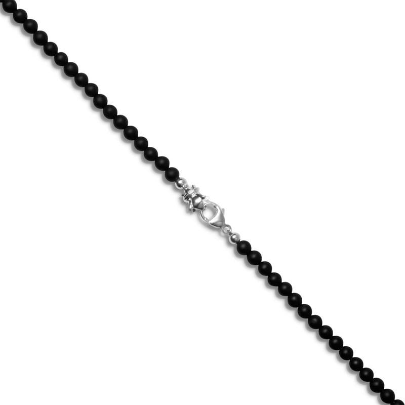 Petite 'Ebony' Matt Black Onyx & Sterling Silver Bracelet
