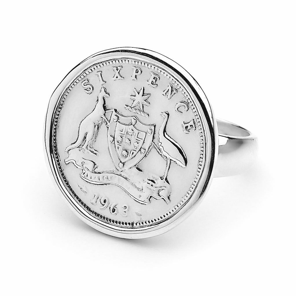 Australian Sixpence Coin Ring - Years 1938 to 1950