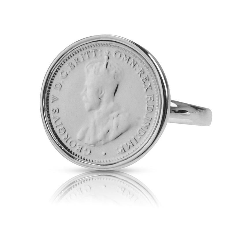 Australian King George V Threepence Coin Ring