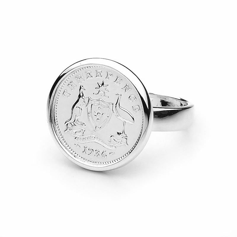 Australian Coat of Arms Threepence Coin Ring