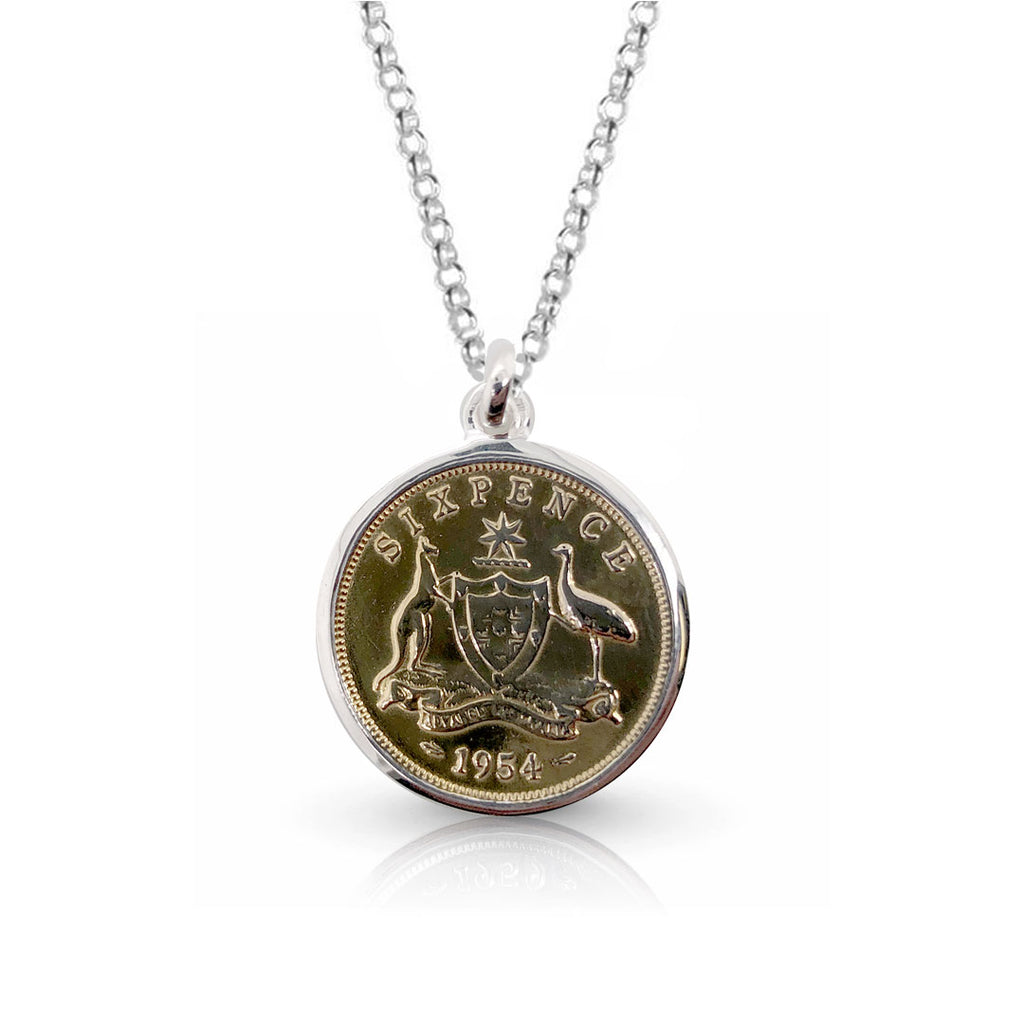Australian Sixpence Gold plated Coin Pendant