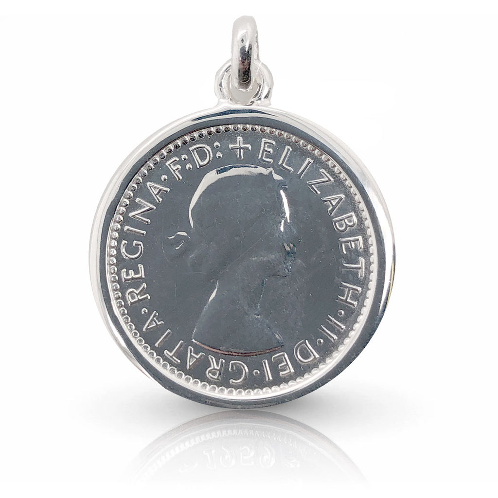 Australian Sixpence Coin Silver Pendant