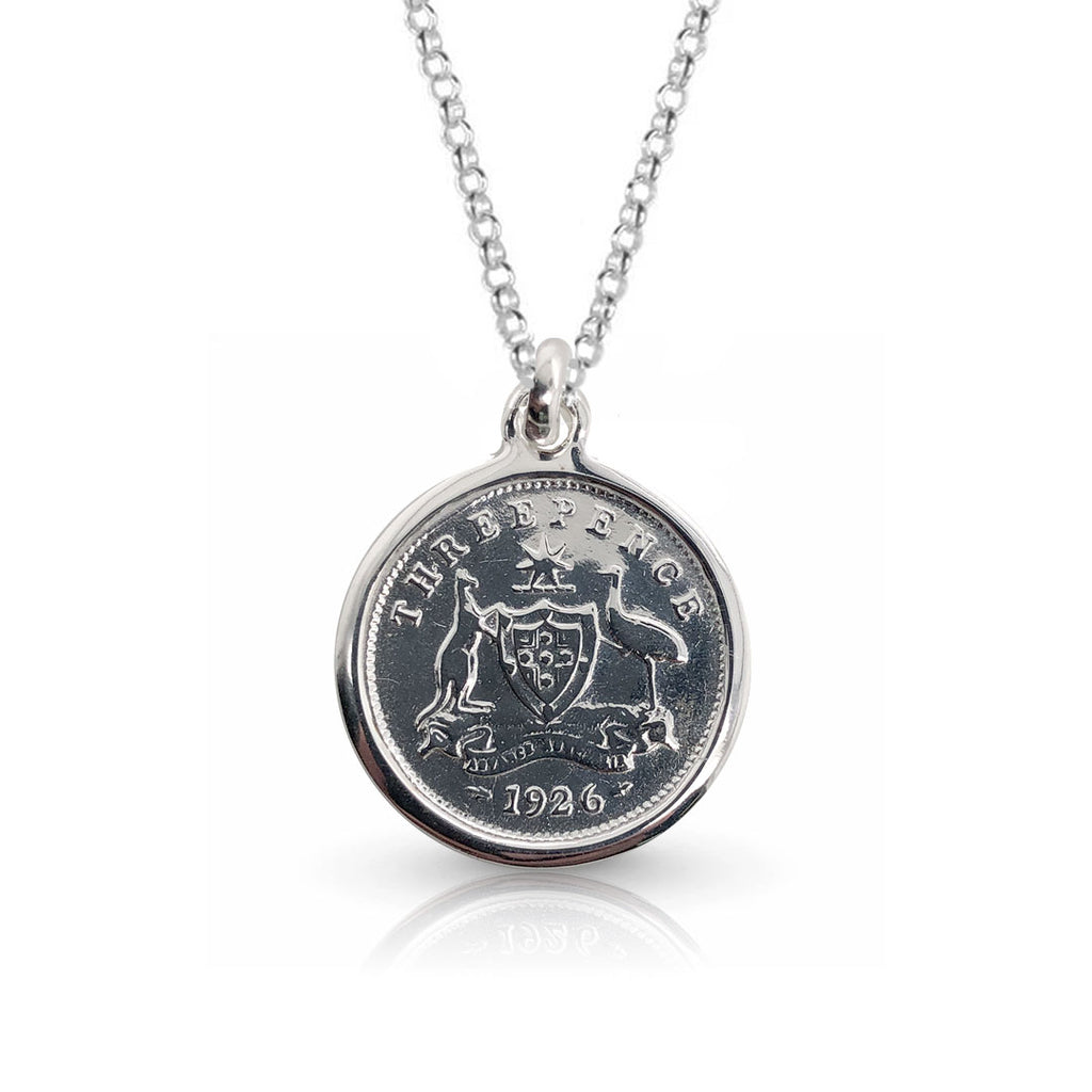 Australian Coat of Arms Threepence Coin Silver Pendant
