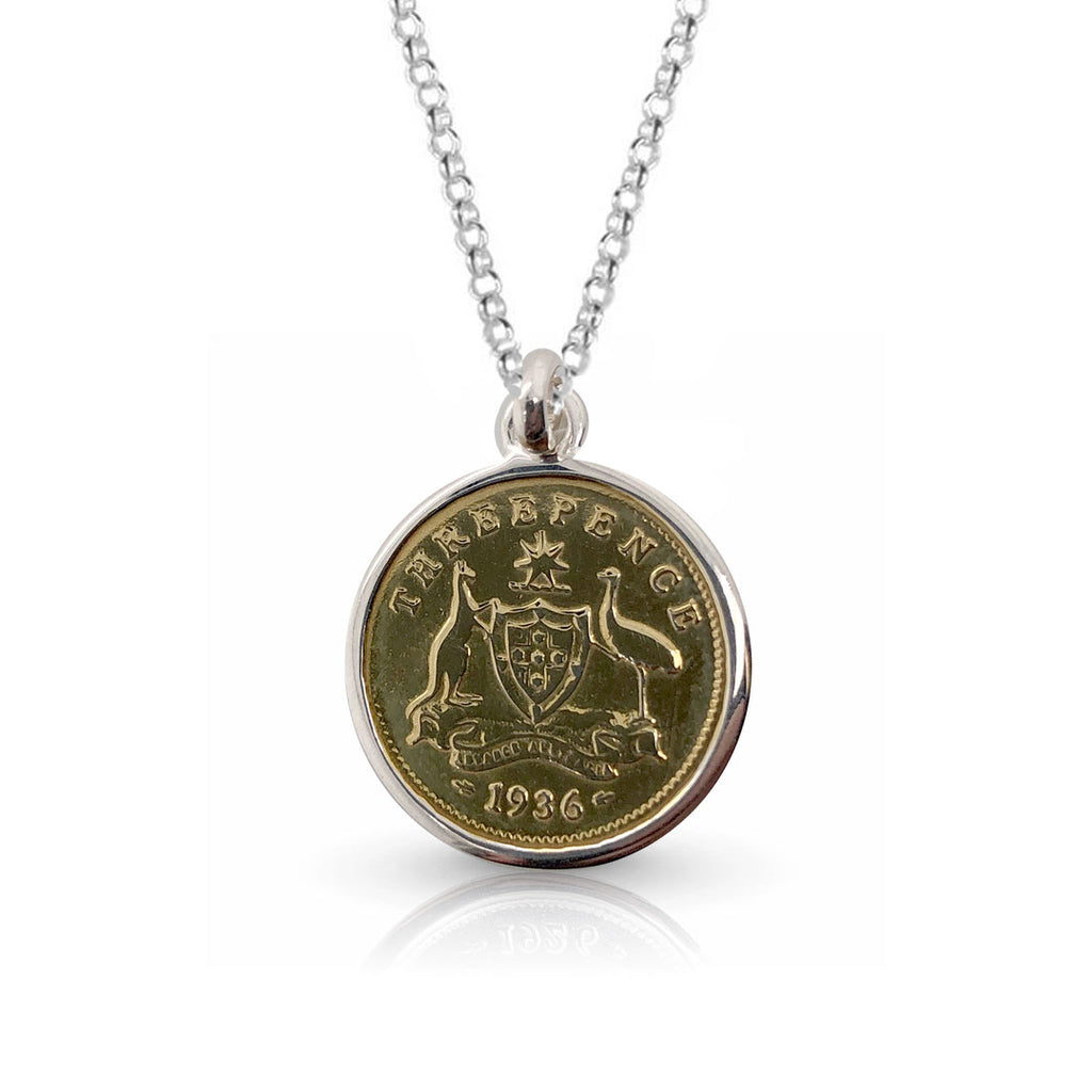 Australian Shield Gold Threepence Coin Silver Pendant