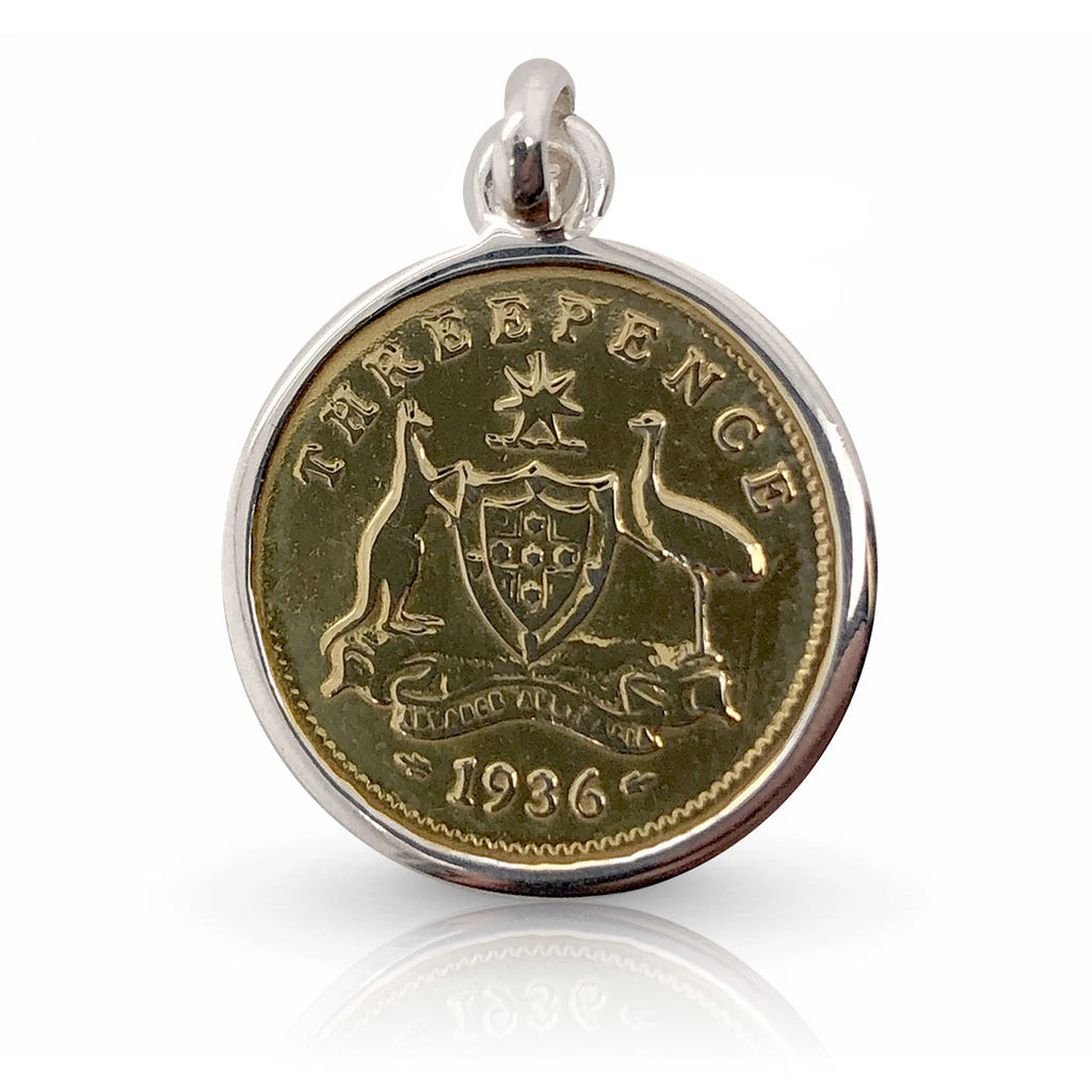 Australian Shield Gold Threepence Coin Silver Pendant