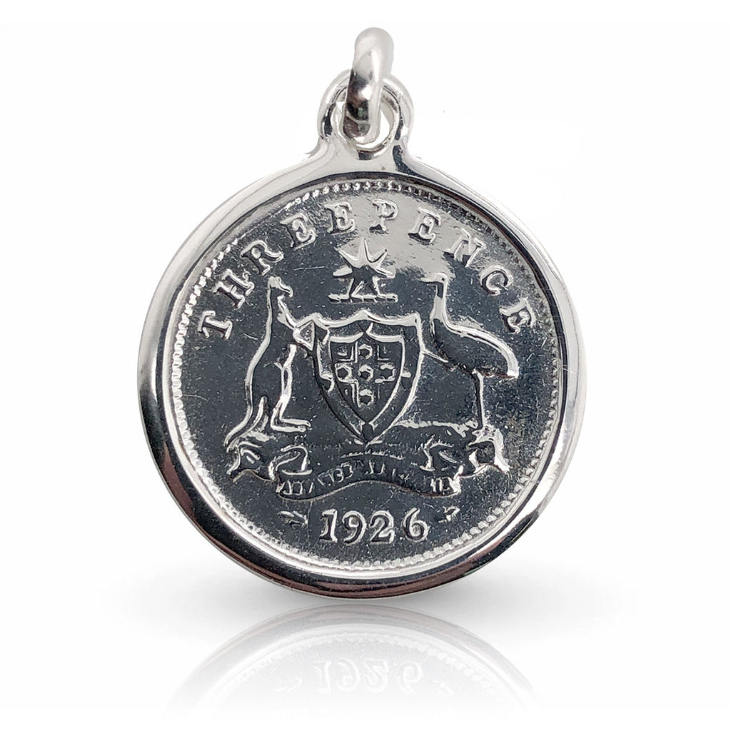 Australian Coat of Arms Threepence Coin Silver Pendant