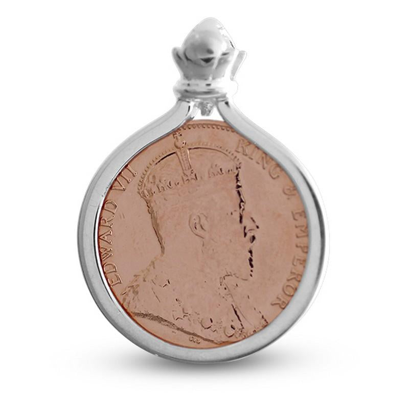 Ceylon 1 cent Coin Rose Gold Finished Sterling Silver Pendant